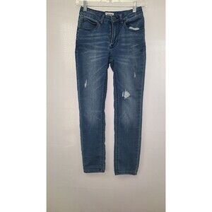 Hudson Girls Size 12 Distressed Mid Rise Straight Leg Denim Jeans Ripped EUC